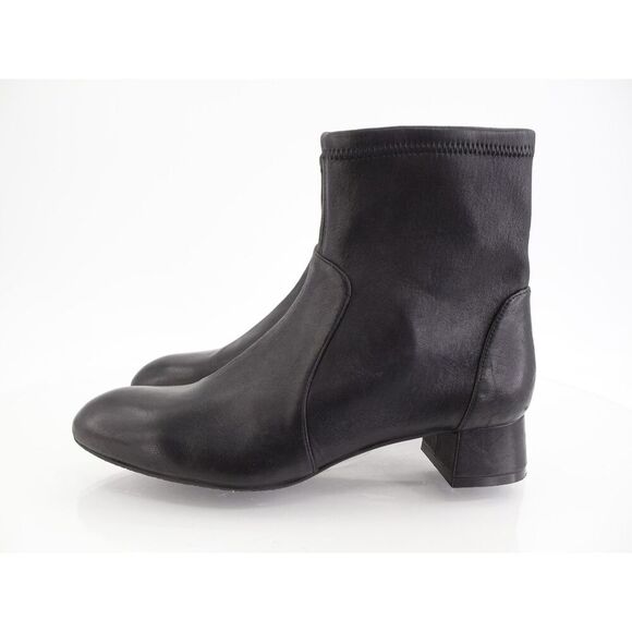 Stuart Weitzman Odetta Ankle Pull On Bootie Size 7.5 Black Leather Pointed Toe - Picture 4 of 13